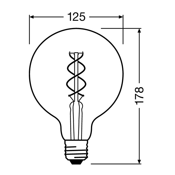 Светодиодная лампа OSRAM Vintage 1906 Globe Filament G125 5W 250Lm 2000K 230V E27 Прозрачный (Gold) (4058075092136), 100015249
