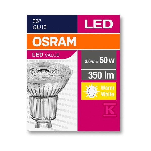 Светодиодная лампа OSRAM LED Reflector Performance PAR16 4,3W 350Lm 3000K 230V GU10 Рефлектор (4058075096622), 100013462