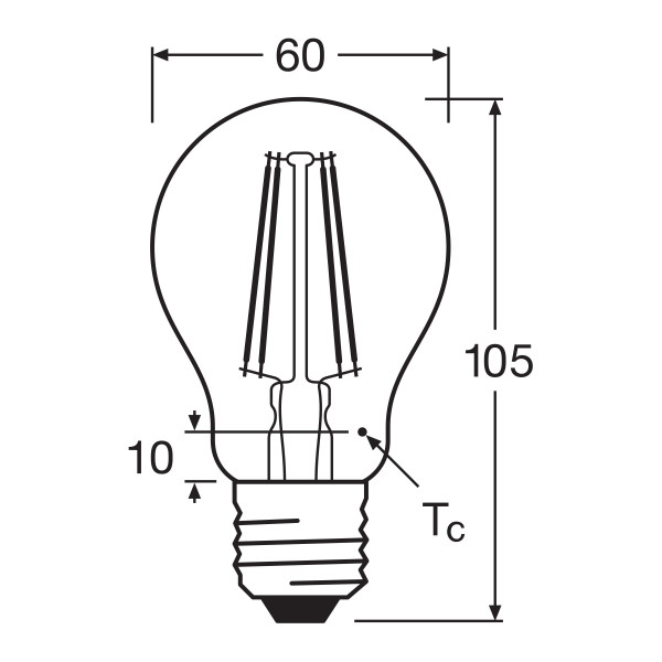 Светодиодная лампа OSRAM LED Classic Performance Filament A60 6,5W 806Lm 4000K 230V E27 Прозрачный (Clear) (4058075112308), 100024131