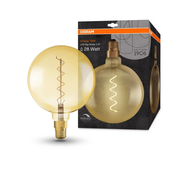 Светодиодная лампа OSRAM Vintage 1906 DIM Globe Filament G200 4W 300Lm 2000K 230V E27 Прозрачный (Gold) (4058075269729), 100020791