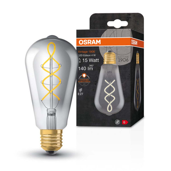 Светодиодная лампа OSRAM Vintage 1906 Edison Filament ST64 4W 140Lm 1800K 230V E27 Прозрачный (Clear) (4058075269941), 100020795