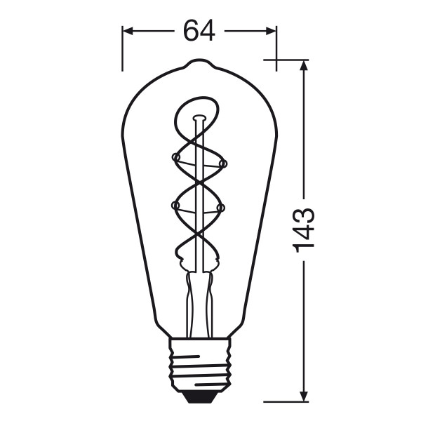 Светодиодная лампа OSRAM Vintage 1906 Edison Filament ST64 4W 140Lm 1800K 230V E27 Прозрачный (Clear) (4058075269941), 100020795
