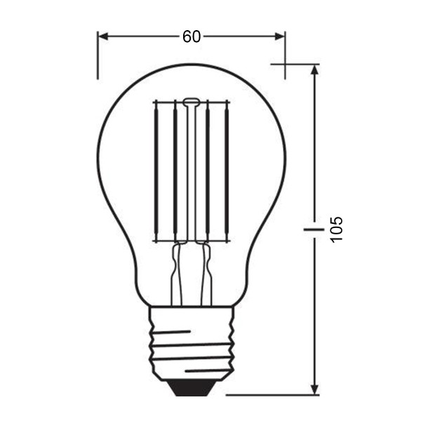 Светодиодная лампа OSRAM LED Classic Performance Filament A60 7,5W 1055Lm 2700K 230V E27 Прозрачный (Clear) (4058075288669), 100015260