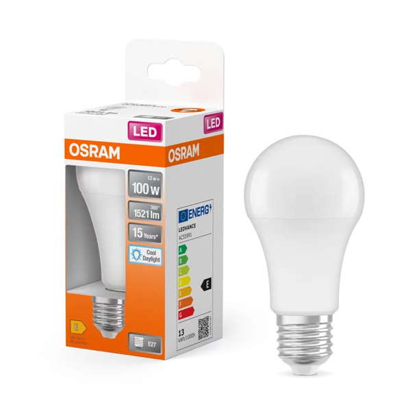 Светодиодная лампа OSRAM STAR CLASSIC A100 13W 1521Lm 6500K 230V E27 Матовый (Frosted) (4058075304277), 100024088
