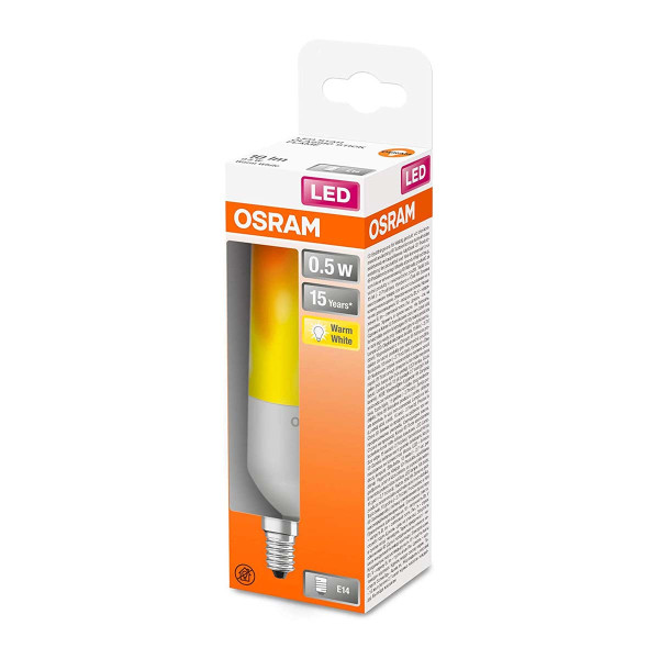 Светодиодная лампа OSRAM LED Star Stick Flame 0,5W 10Lm 1500K 230V E14 Матовый (Frosted) (4058075389885), 100022510