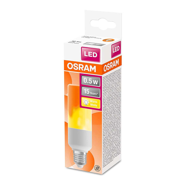 Светодиодная лампа OSRAM LED Star Stick Flame 0,5W 10Lm 1500K 230V E27 Матовый (Frosted) (4058075389908), 100022523