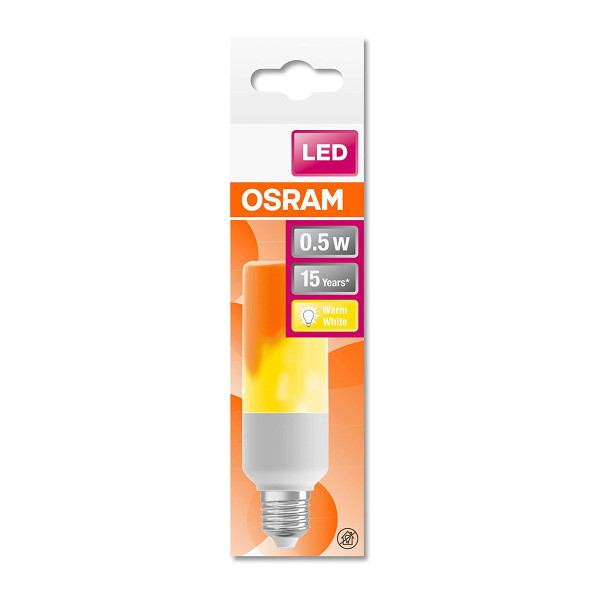 Светодиодная лампа OSRAM LED Star Stick Flame 0,5W 10Lm 1500K 230V E27 Матовый (Frosted) (4058075389908), 100022523