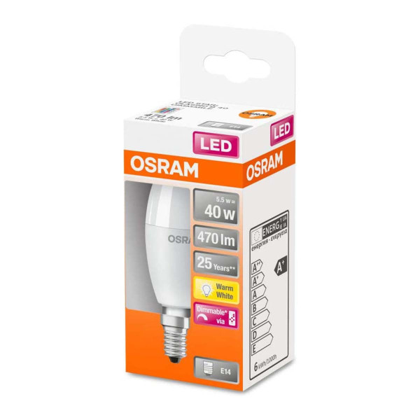 Светодиодная лампа OSRAM LED Classic With Added Function B40 5,5W 470Lm 2700K 230V E14 Матовый (Frosted) (4058075430853), 100020814