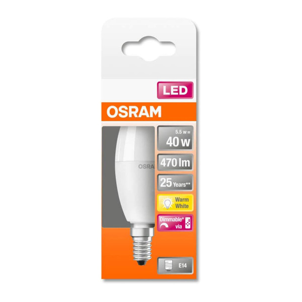 Светодиодная лампа OSRAM LED Classic With Added Function B40 5,5W 470Lm 2700K 230V E14 Матовый (Frosted) (4058075430853), 100020814