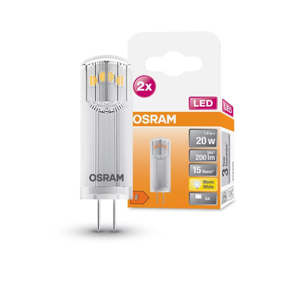 Светодиодная лампа OSRAM LED PIN Capsule 1,8W 200Lm 2700K AC/DC 12V G4 Прозрачный (Clear) (4058075431966), 100022552