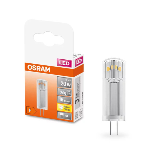 Светодиодная лампа OSRAM LED PIN Capsule 1,8W 200Lm 2700K AC/DC 12V G4 Прозрачный (Clear) (4058075431966), 100022552