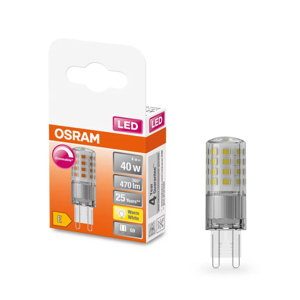 Світлодіодна лампа OSRAM LED PIN40 DIM Capsule 4W 470Lm 2700K 230V G9 Прозорий (Clear) (4058075432246) , 100024130