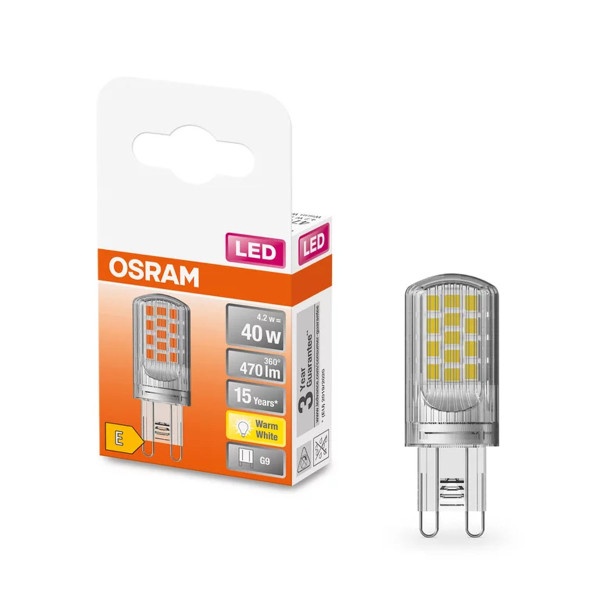 Светодиодная лампа OSRAM LED PIN40 Capsule 3,8W 470Lm 2700K 230V G9 Прозрачный (Clear) (4058075432390), 100022556