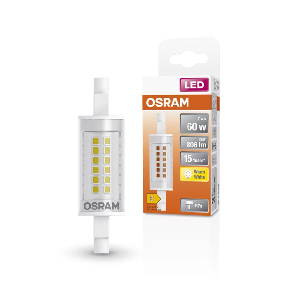 Светодиодная лампа OSRAM SLIM 78 60 7W 806Lm 2700K 230V R7S Прозрачный (Clear) (4058075432710), 100024154