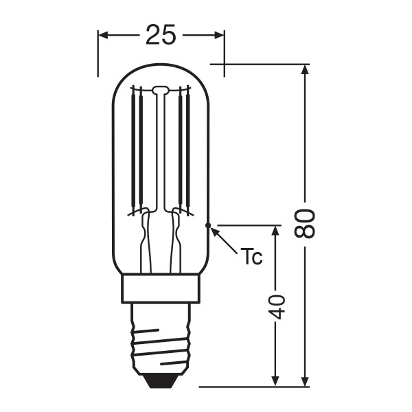 Світлодіодна лампа OSRAM LED Special Filament T26 4,2W 470Lm 2700K 230V E14 Прозорий (Clear) (4058075432932) , 100022550