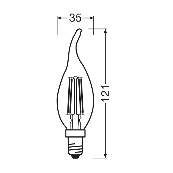 Светодиодная лампа OSRAM LED Classic Performance Filament BA40 4W 470Lm 2700K 230V E14 Прозрачный (Clear) (4058075434226), 100024134
