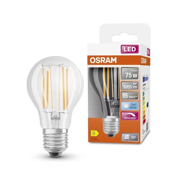 Светодиодная лампа OSRAM LED Classic Performance DIM Filament A60 7,8W 1055Lm 4000K 230V E27 Прозрачный (Clear) (4058075434967), 100024095
