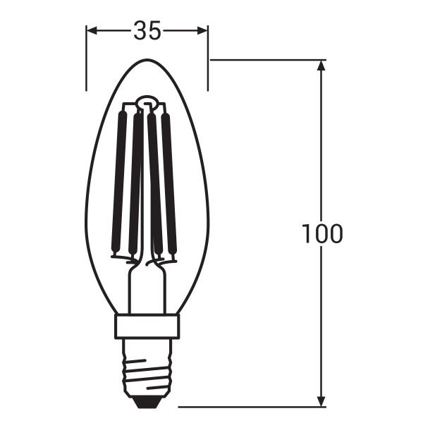 Светодиодная лампа OSRAM LED Classic Performance Filament B40 5,5W 806Lm 2700K 230V E14 Прозрачный (Clear) (4058075434981), 100024136