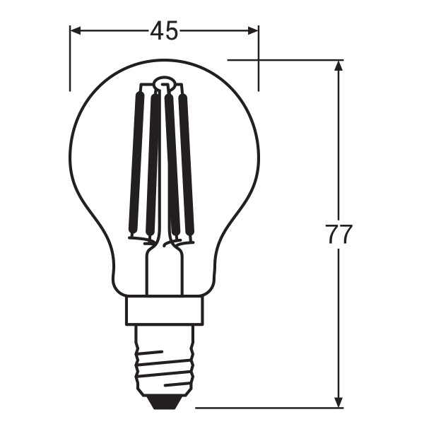 Светодиодная лампа OSRAM LED Classic Performance Filament P45 4W 470Lm 2700K 230V E14 Прозрачный (Clear) (4058075436527), 100022551
