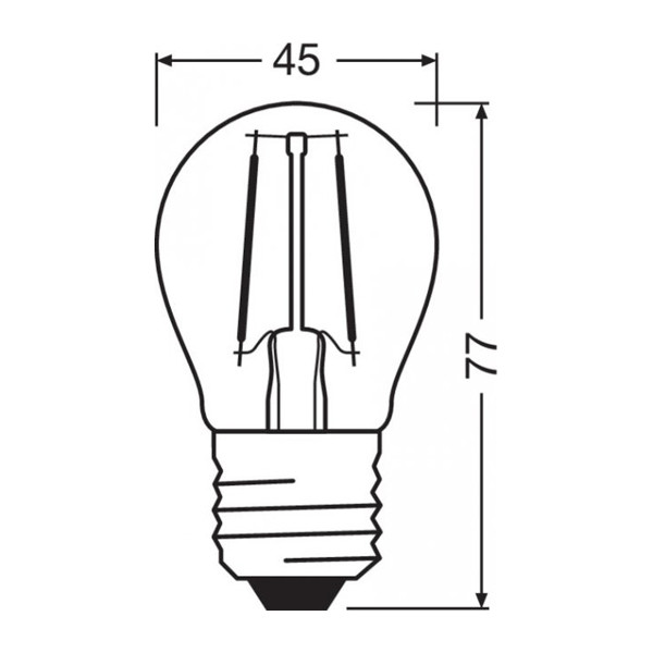 Світлодіодна лампа OSRAM LED Classic Performance Filament P45 5W 470Lm 2700K 230V E27 Прозорий (Clear) (4058075436800) , 100020823