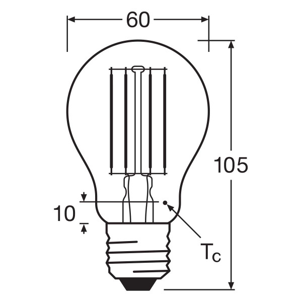 Светодиодная лампа OSRAM LED Classic Performance DIM Filament A60 7,8W 1055Lm 2700K 230V E27 Прозрачный (Clear) (4058075436886), 100020824
