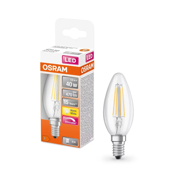 Светодиодная лампа OSRAM LED Classic Performance DIM Filament B35 4,8W 470Lm 2700K 230V E14 Прозрачный (Clear) (4058075437043), 100024098