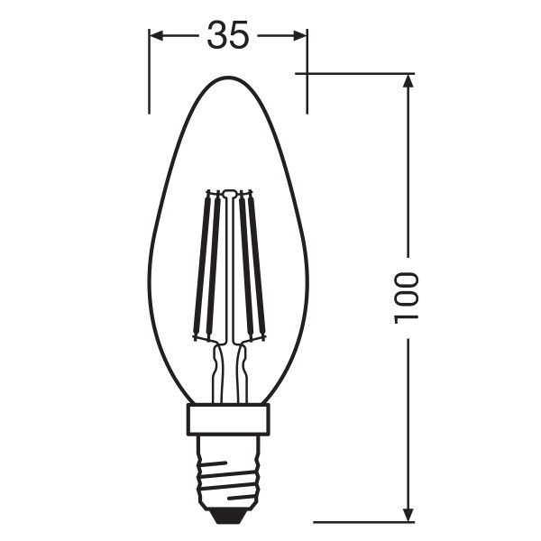 Светодиодная лампа OSRAM LED Classic Performance Filament B35 4W 470Lm 2700K 230V E14 Прозрачный (Clear) (4058075438637), 100020827