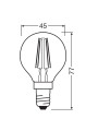 Светодиодная лампа OSRAM LED Classic Performance Filament P45 6,5W 806Lm 2700K 230V E14 Прозрачный (Clear) (4058075447875), 100020834
