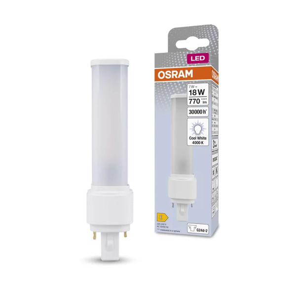 Светодиодная лампа OSRAM Dulux D LED PL-C 7W 770Lm 4000K 230V G24d-2 Матовый (Frosted) (4058075558502), 100024180