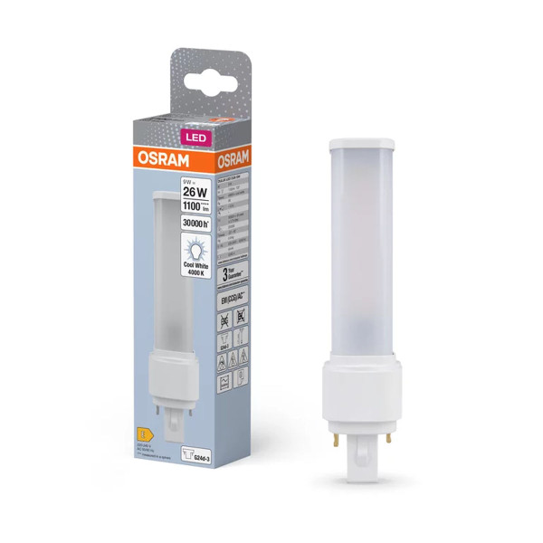 Светодиодная лампа OSRAM Dulux D LED PL-C 9W 1100Lm 4000K 230V G24d-3 Матовый (Frosted) (4058075558601), 100024182