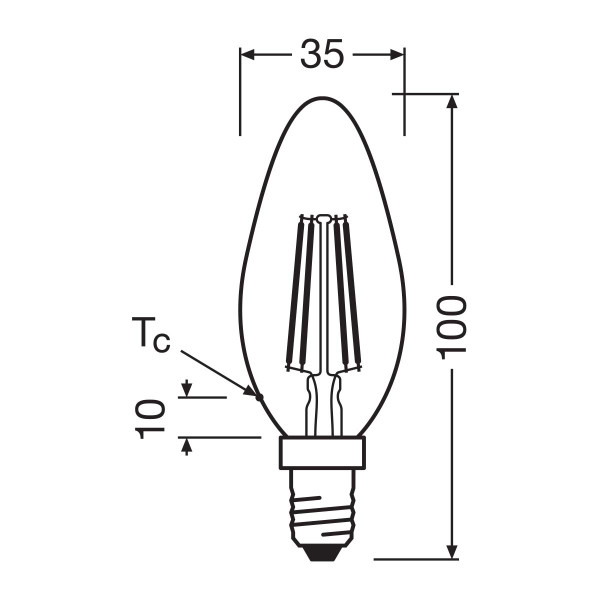 Светодиодная лампа OSRAM LED Classic Performance DIM Filament B35 5,5W 806Lm 2700K 230V E14 Прозрачный (Clear) (4058075654471), 100024099