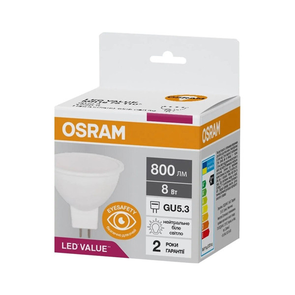 Світлодіодна лампа OSRAM LED Reflector Performance MR16 7W 560Lm 4000K 230V GU5.3 Рефлектор (4058075689343) , 100024122