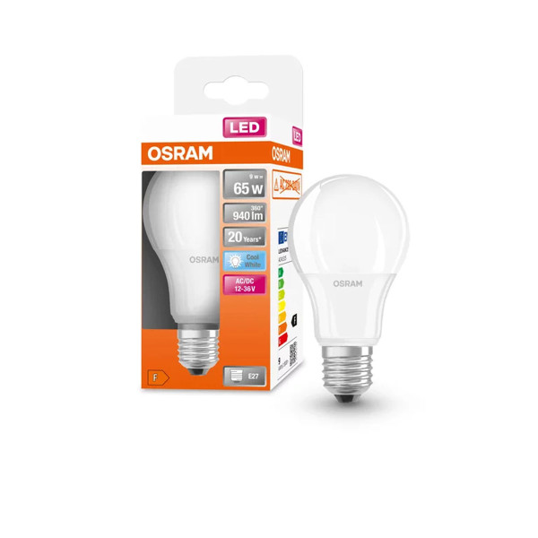 Світлодіодна лампа OSRAM LED Classic Performance A60 9W 940Lm 4000K AC/DC 12V E27 Матовий (Frosted) (4058075757622) , 100024148