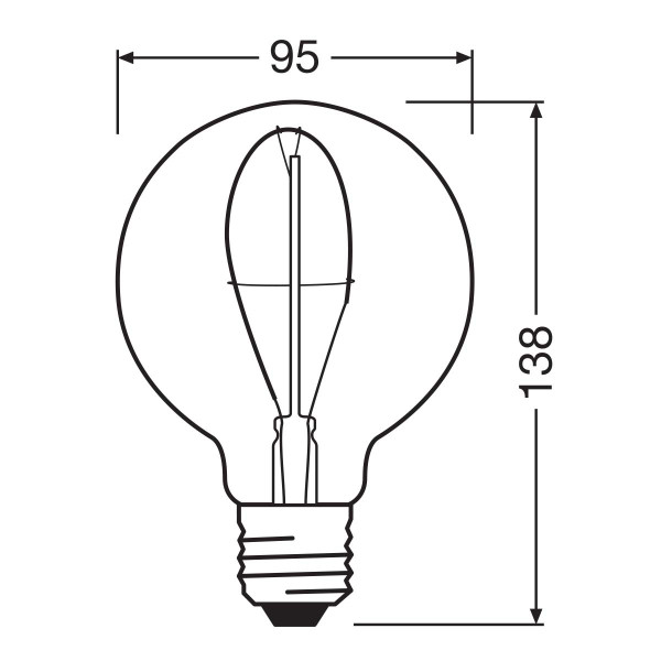 Світлодіодна лампа OSRAM Vintage 1906 Globe Filament G95 3,4W 100Lm 1800K 230V E27 Прозорий (Smoke) (4058075760950) , 100024144