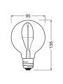 Світлодіодна лампа OSRAM Vintage 1906 Globe Filament G95 3,4W 100Lm 1800K 230V E27 Прозорий (Smoke) (4058075760950) , 100024144