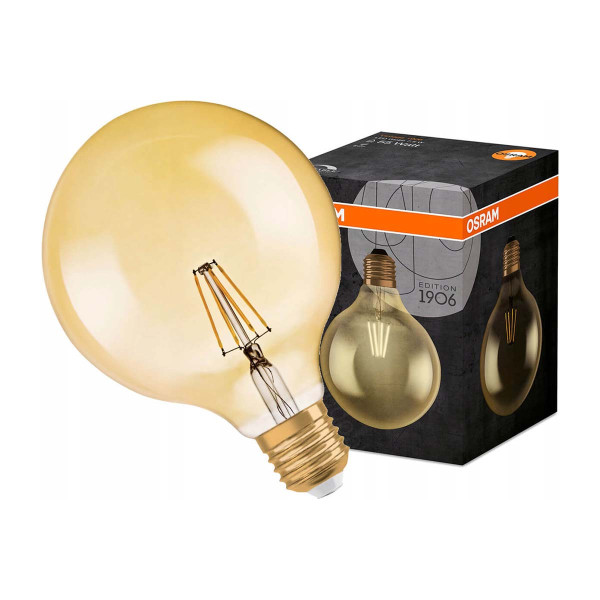 Светодиодная лампа OSRAM Vintage 1906 DIM Globe Filament G125 6,5W 725Lm 2400K 230V E27 Прозрачный (Amber) (4058075808997), 100015247