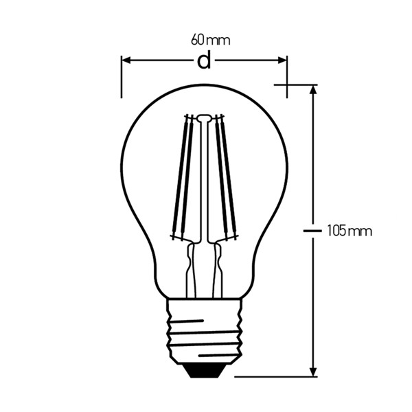Светодиодная лампа OSRAM LED Classic Value A60 6,5W 806Lm 2700K 230V E27 Прозрачный (Clear) (4058075819658), 100015259