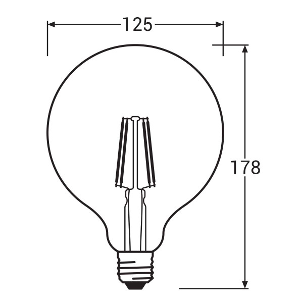Светодиодная лампа OSRAM LED Star Globe Globe Filament G125 7W 806Lm 2700K 230V E27 Прозрачный (Clear) (4099854054174), 100024092