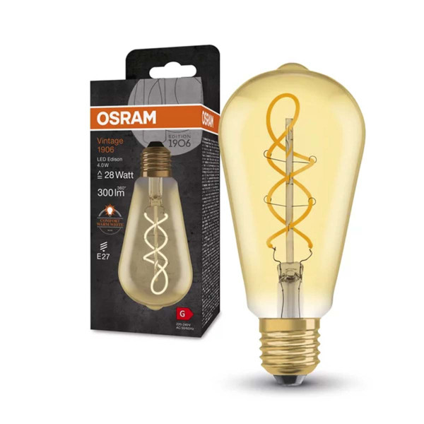 Светодиодная лампа OSRAM LED EDISON Vintage 1906 GOLD Filament 4W 250Lm 2000K 230V E27 Прозрачный (Gold) (4099854091292), 100024149