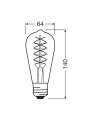 Светодиодная лампа OSRAM Vintage 1906 Edison Filament ST64 3,4W 100Lm 1800K 230V E27 Прозрачный (Smoke) (4099854091353), 100024143