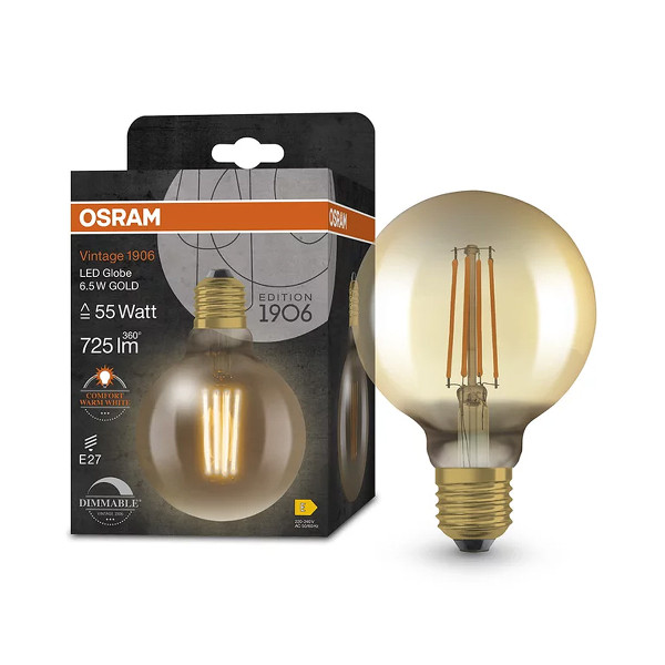 Світлодіодна лампа OSRAM Vintage 1906 Globe Filament G95 6,5W 725Lm 2400K 230V E27 Gold (4099854132315) , 100024151