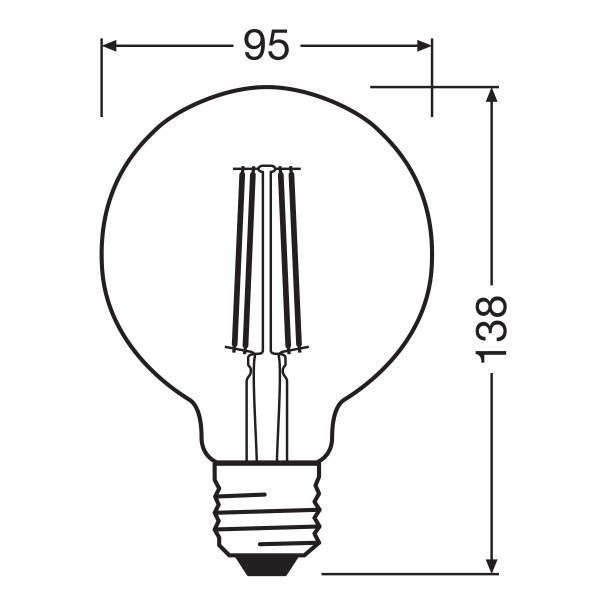 Світлодіодна лампа OSRAM Vintage 1906 Globe Filament G95 6,5W 725Lm 2400K 230V E27 Gold (4099854132315) , 100024151