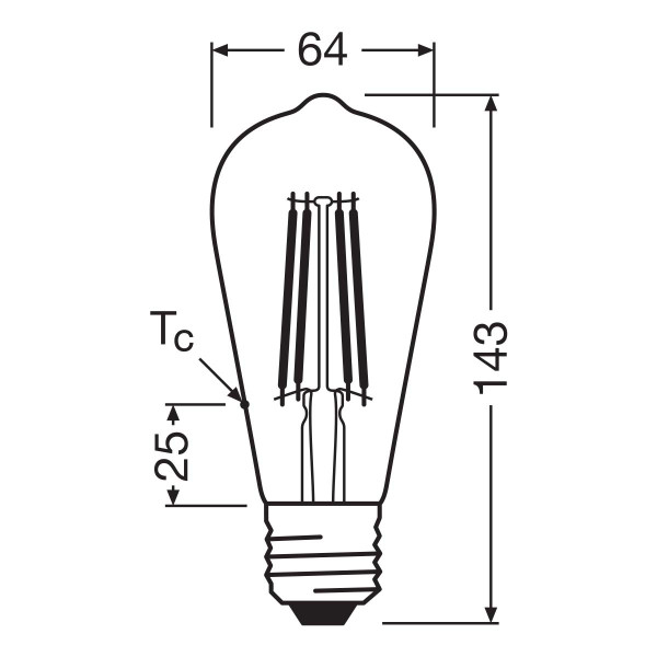 Светодиодная лампа OSRAM Vintage 1906 Edison Filament ST64 7,2W 806Lm 2400K 230V E27 Прозрачный (Gold) (4099854137822), 100024139