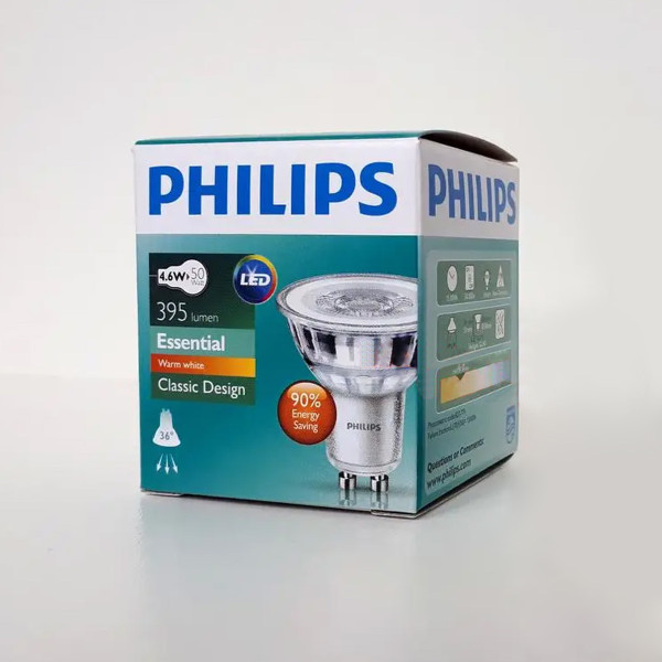 Светодиодная лампа PHILIPS Essential LED 4,6-50W GU10 827 PAR16 36D (929001215208), 100012649