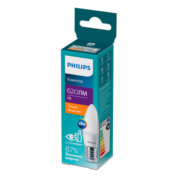 Світлодіодна лампа PHILIPS ESS LEDCandle 6W E27 620Lm 827 B35 NDFRRCA (929002970607) , 100022489