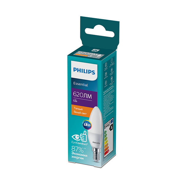 Светодиодная лампа PHILIPS ESS LEDCandle 6W E14 620Lm 827 B35 NDFRRCA (929002970807), 100023676