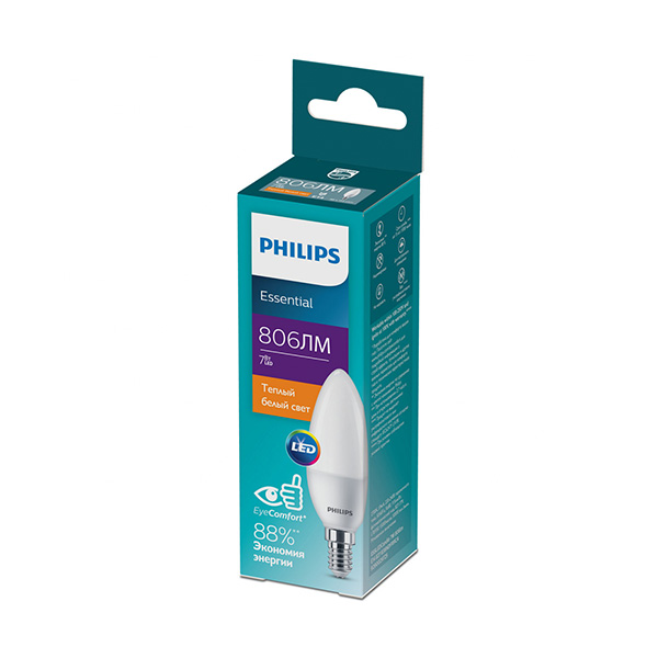 Лампа світлодіодна PHILIPS ESS LEDCandle 7W E14 827 B38 NDFRRCA (929002972507) , 100023678