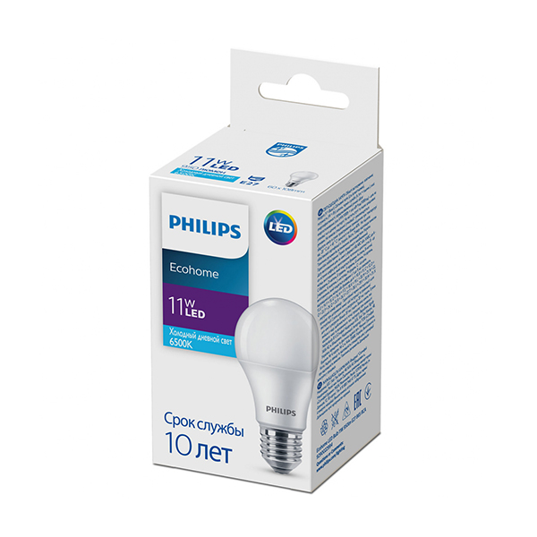 Світлодіодна лампа PHILIPS Ecohome LED Bulb A60 11W 950Lm 6500K 220V E27 Frosted (929002299417) , 100023648