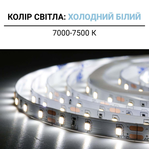 Светодиодная лента BIOM Professional 60-2835-12V-IP20 6,5W 950Lm 7500-8000К 5м (BPS-G3-12-2835-60-CW), 100014496