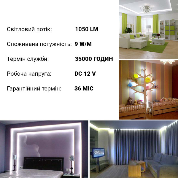 Светодиодная лента BIOM Professional 120-2835-12V-IP20 9W 1050Lm 7500-8000К 5м (BPS-G3-12-4-2835-120-CW), 100021039